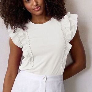 NWT LC Lauren Conrad Stone White Ruffled Top Sz XL $35